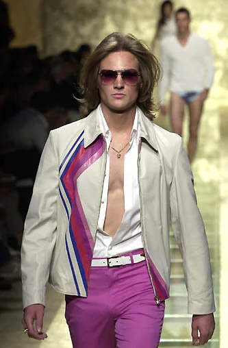 Gianni Versace Couture S/S 2001 rainbow stripe sweater — JAMES VELORIA
